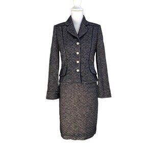 St. John Evening Flat Paillette Sequin Suit Sz 4 Black/Charcoal